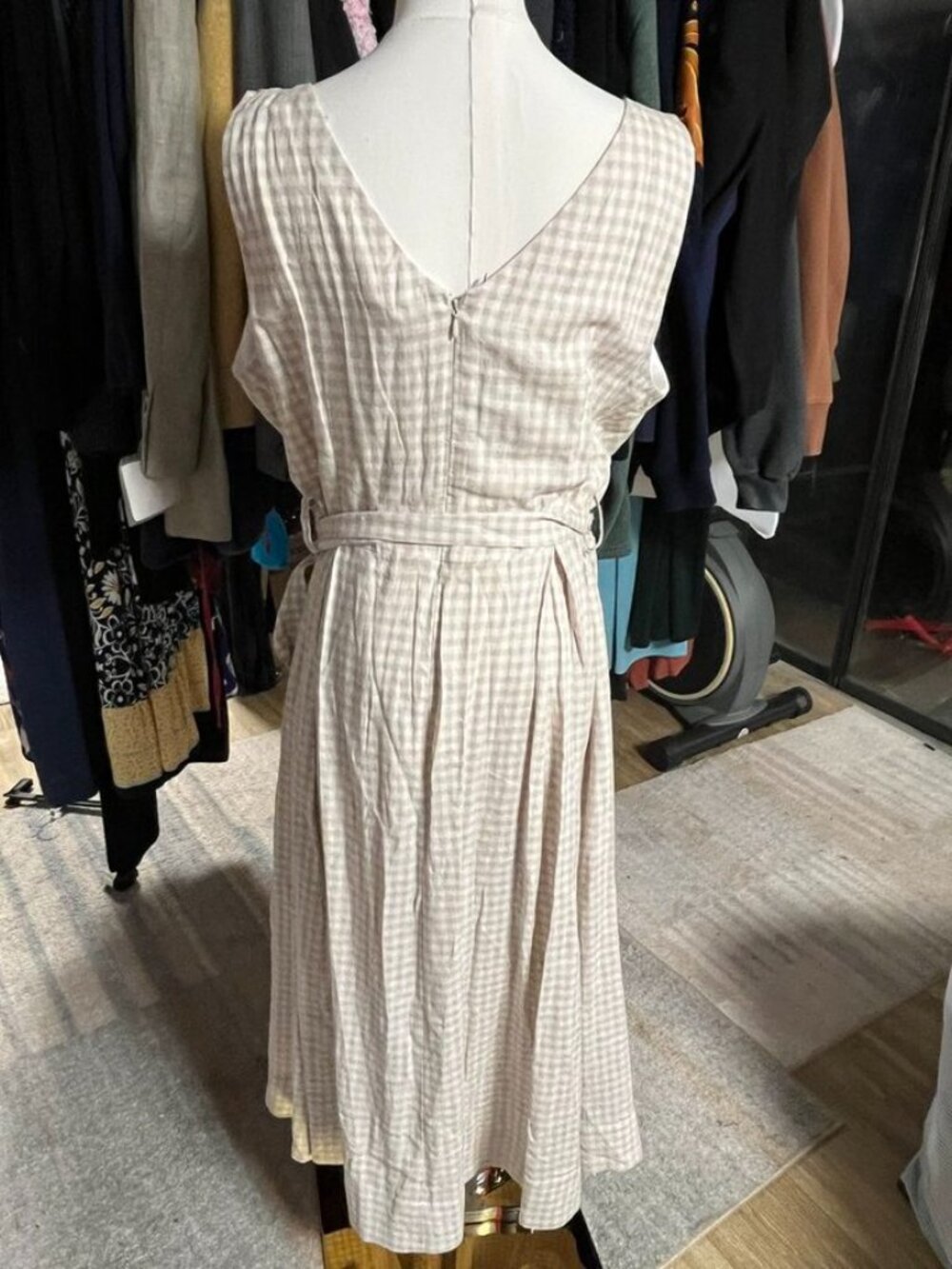 Donna Karan New York Size 12 Gingham Sleeveless Wrap Midi Dress - Picture 6 of 12